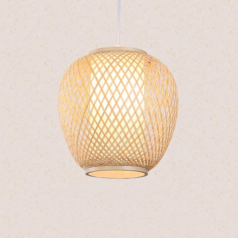Farmhouse Curvy Oval Bamboo Dome Pendant