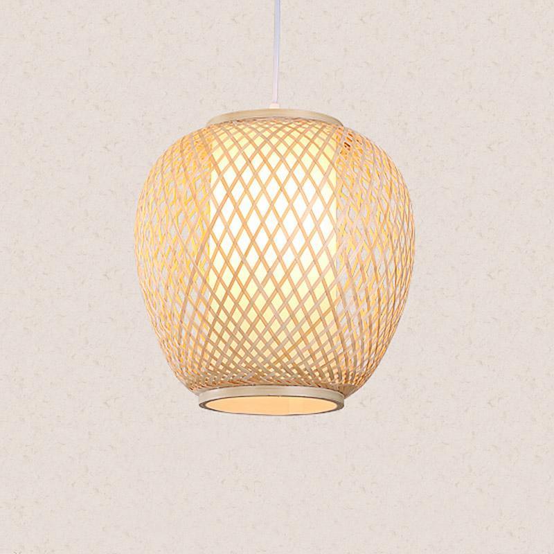 Farmhouse Curvy Oval Bamboo Dome Pendant