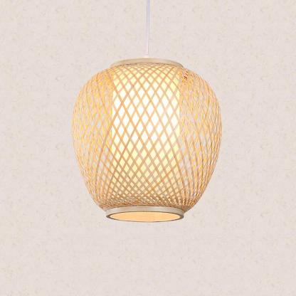Farmhouse Curvy Oval Bamboo Dome Pendant
