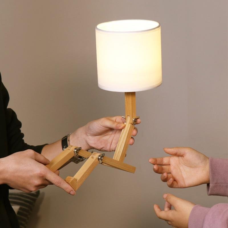 Leather wooden sitting table lamps in synthetic wood