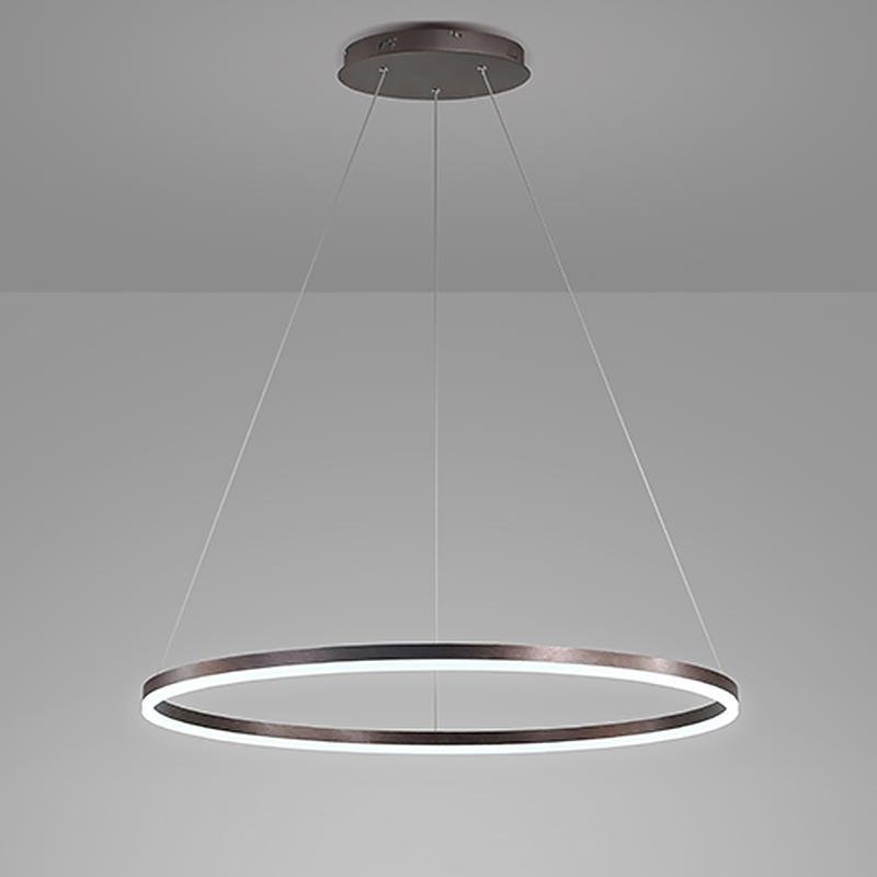 Simple circle brown pendant lighting in acrylic synthetic metal