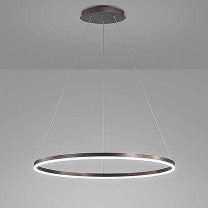 Simple circle brown pendant lighting in acrylic synthetic metal