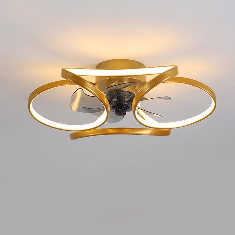 Flower LED Modern Flush Mount Ceiling Fan Lights with Remote Control-Lighom