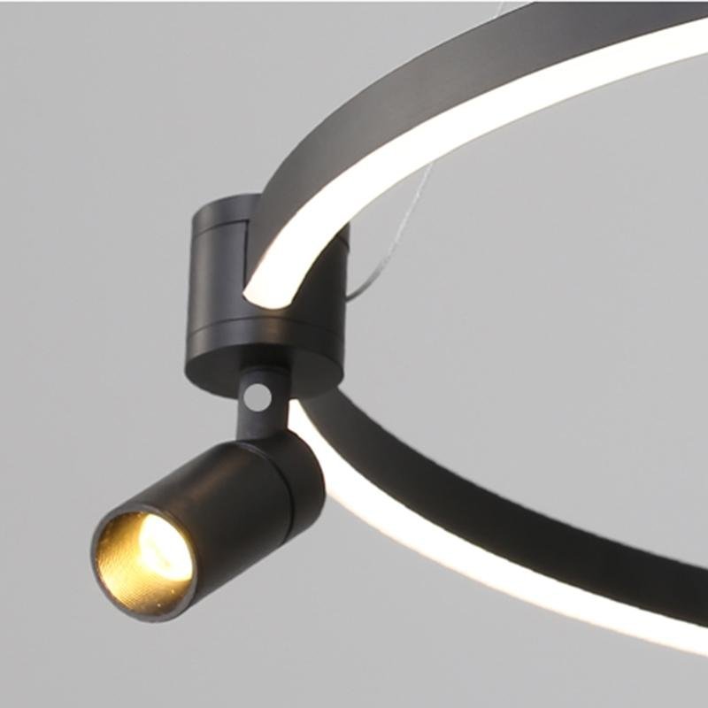 Simple Linear Modern Chandeliers Adjustable Angle Spotlight Circle Chandelier-Lighom