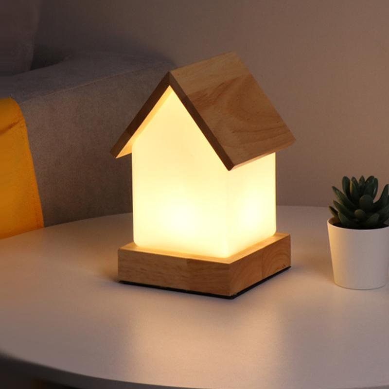 LED Wooden Small House Kids and Baby Lamp-Lighom