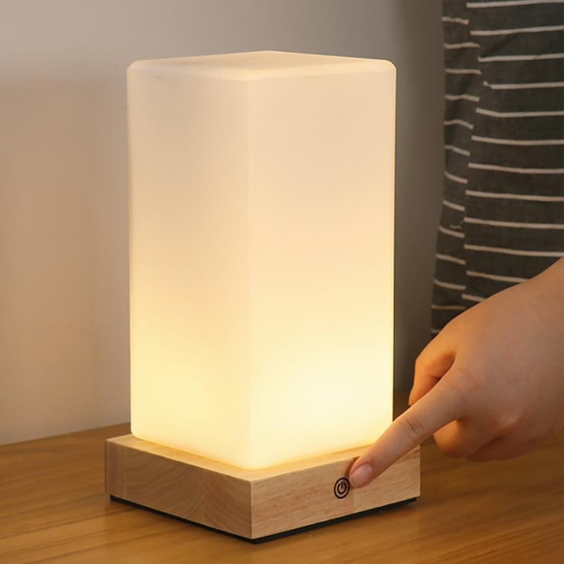 Cube Wooden Battery Operated LED Accent Kids Lamp-Lighom