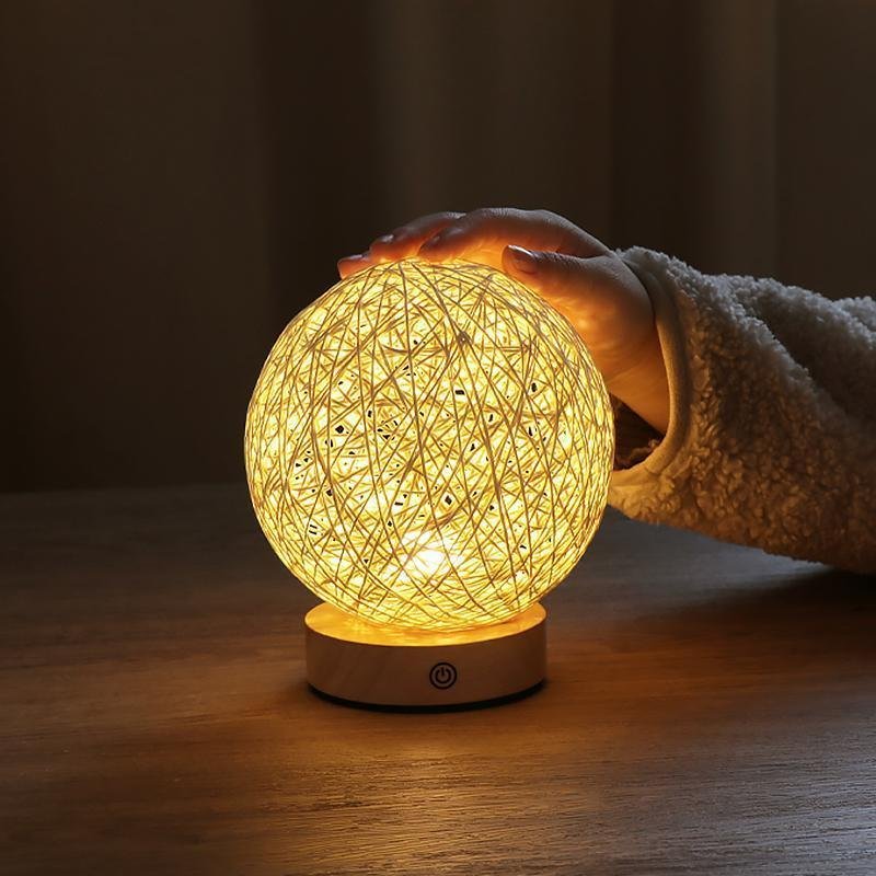 6" LED Natural Rattan Wicker Shade Lamp