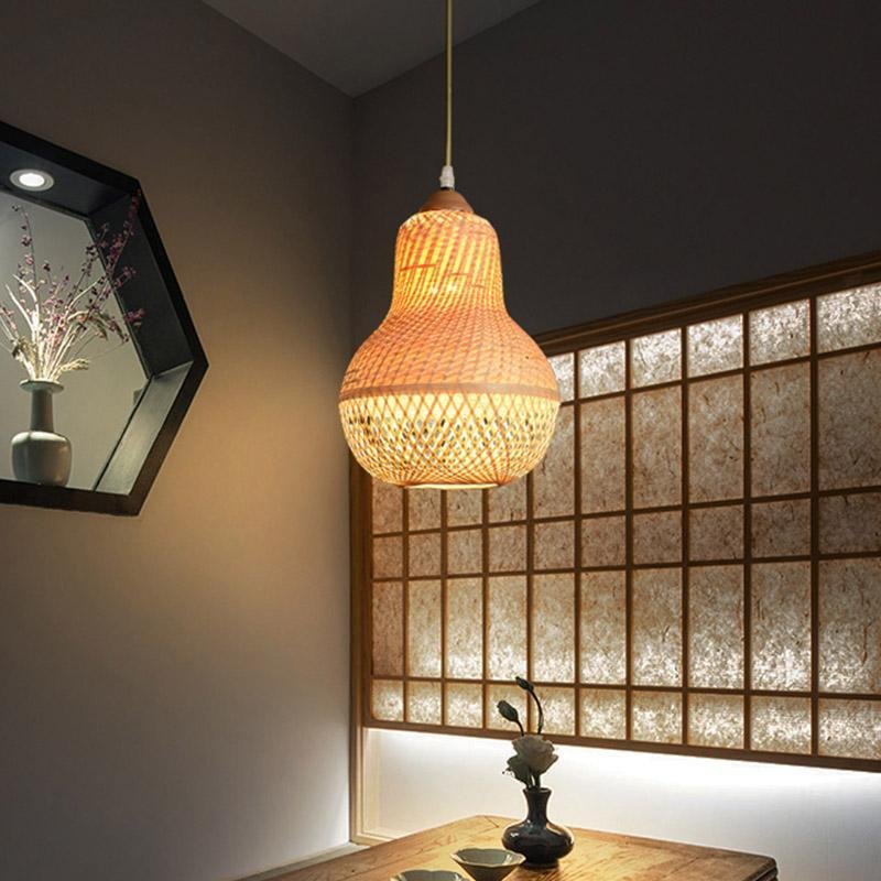 Rustic peach burlywood natural pendant lighting — 14" H x 11" Dia