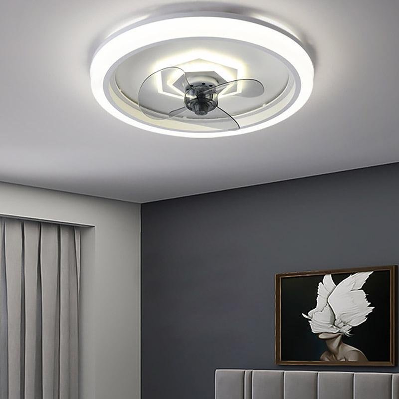 Round LED Modern Ceiling Fan Light with Remote