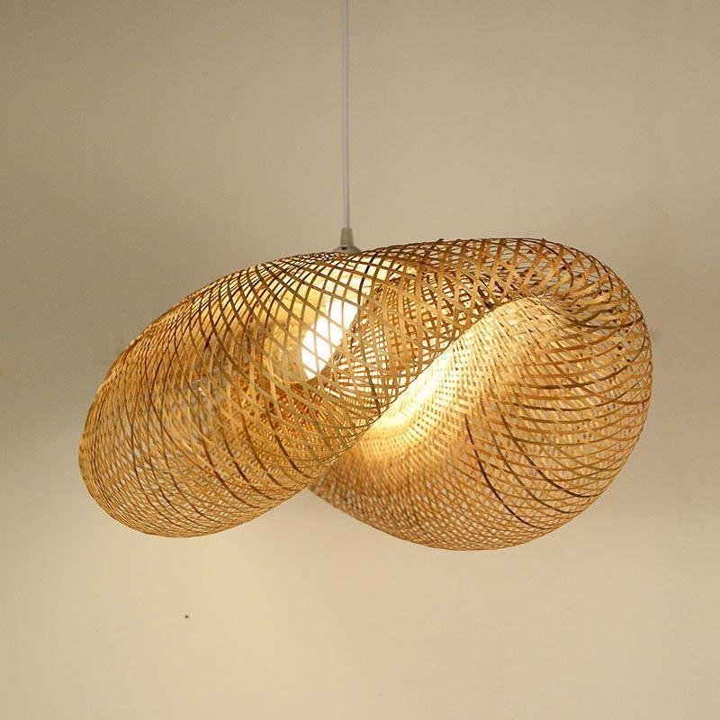 24" Modern Farmhouse Curved Bamboo Pendant