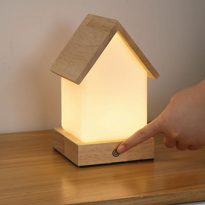 LED Wooden Small House Kids and Baby Lamp-Lighom