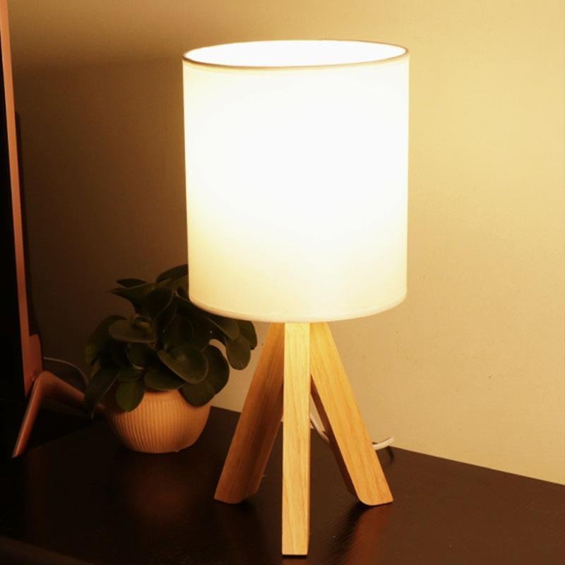15" Wood Modern Tripod Table Lamp