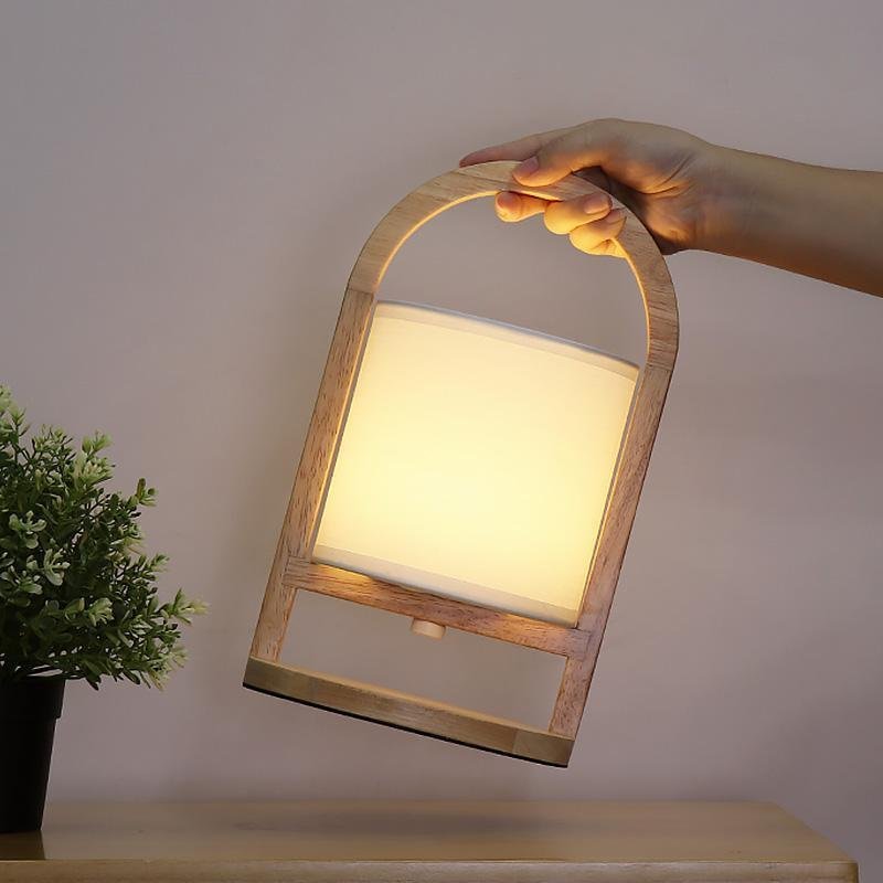 Battery-Operated Wood Portable Accent Lamp