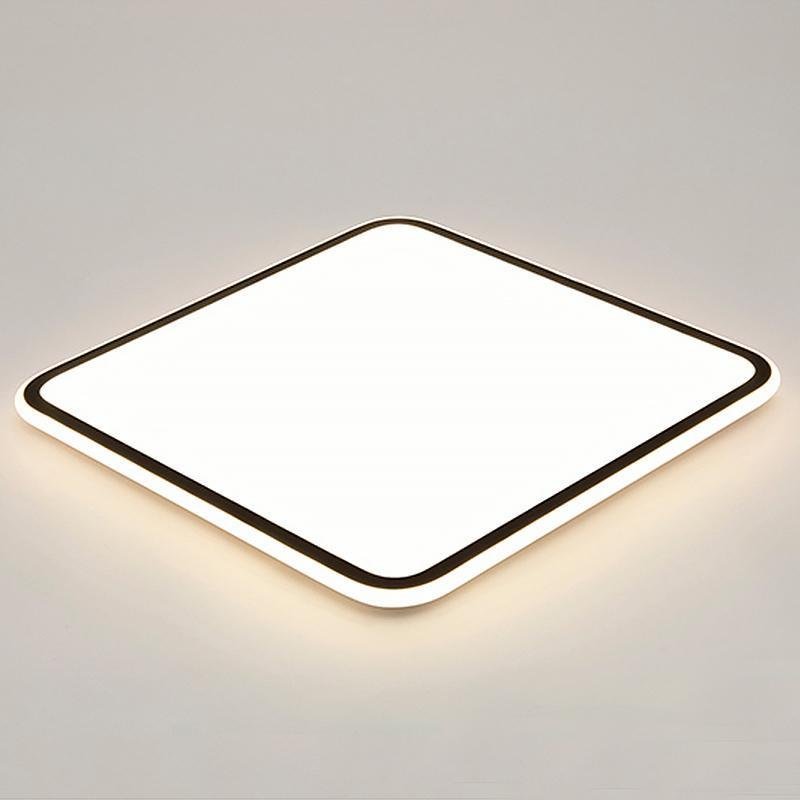 30" Modern Square Black Frame LED Dimmable Flush Mount Light