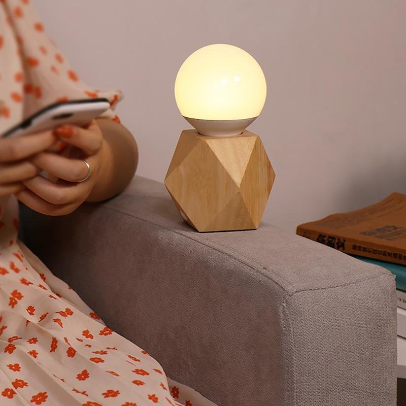 Handy Nordic Geometric Wood Touch Mini Lamp