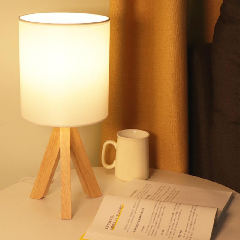 15" Wood Modern Tripod Table Lamp