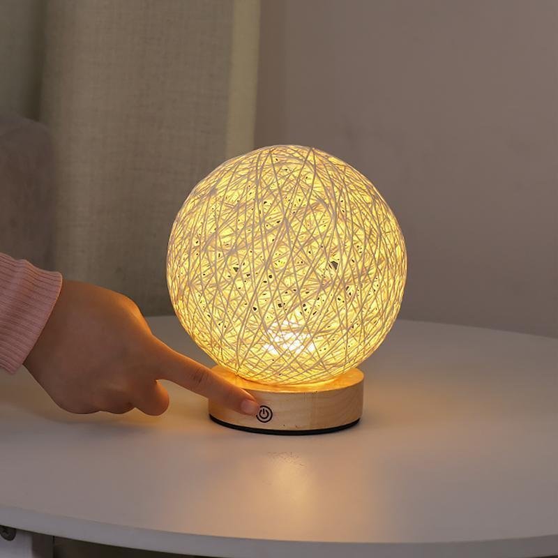 6" LED Natural Rattan Wicker Shade Lamp