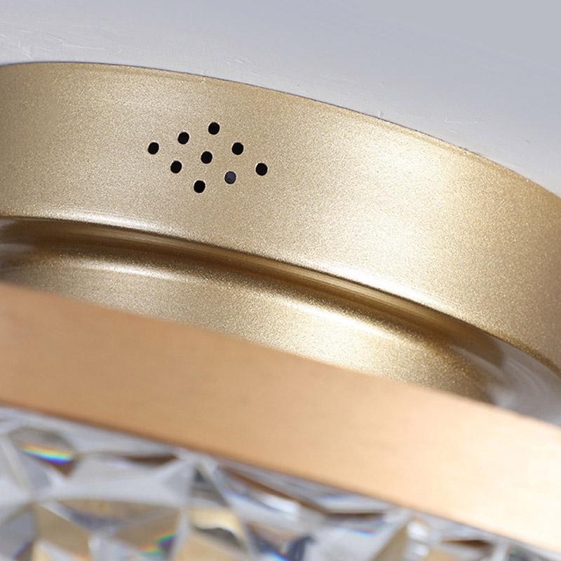 5- Blade Circular Iron Rustic Flush Mount Ceiling Fan With LED Bulbs Remote Control-Lighom