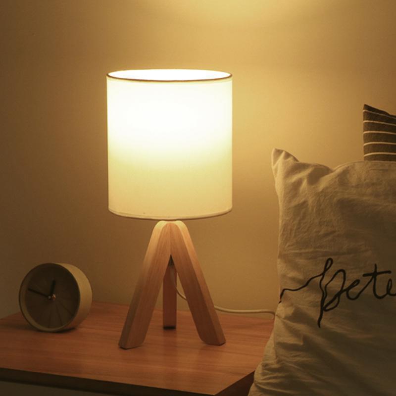15" Wood Modern Tripod Table Lamp