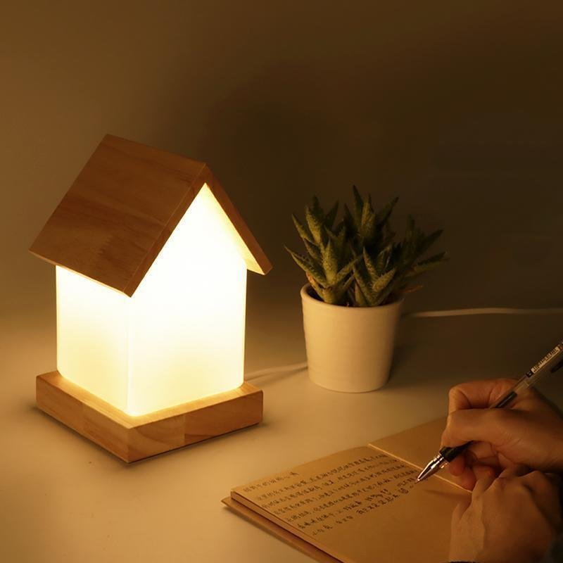 LED Wooden Small House Kids and Baby Lamp-Lighom
