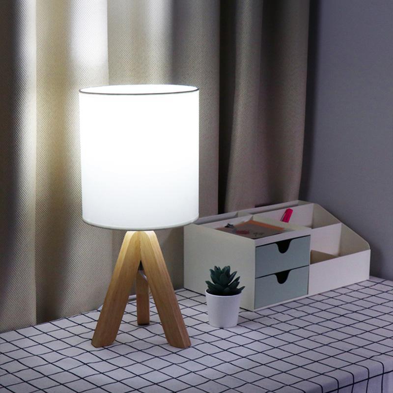 15" Wood Modern Tripod Table Lamp