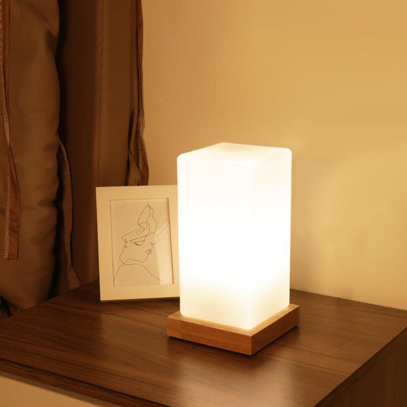 Cube Wooden Battery Operated LED Accent Kids Lamp-Lighom