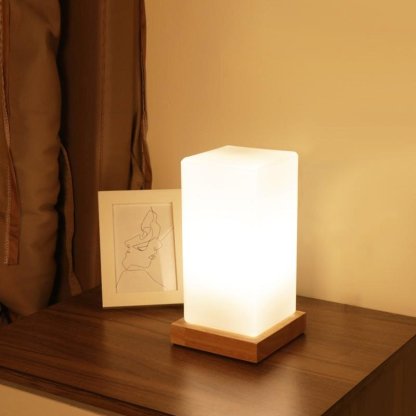 Cube Wooden Battery Operated LED Accent Kids Lamp-Lighom