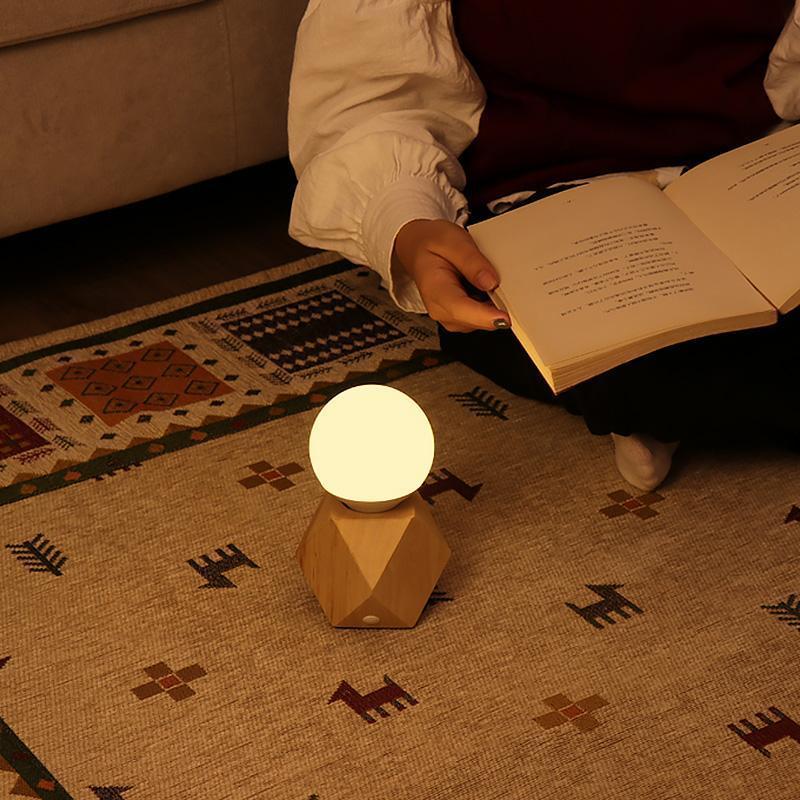 Handy Nordic Geometric Wood Touch Mini Lamp