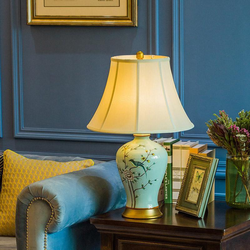 23 inch Oriental Vivid Branches and Birds Porcelain Table Lamp-Lighom