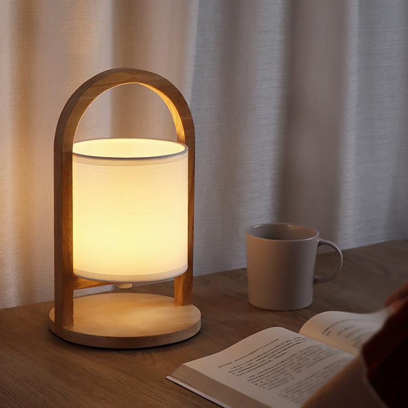 Battery-Operated Wood Portable Accent Lamp
