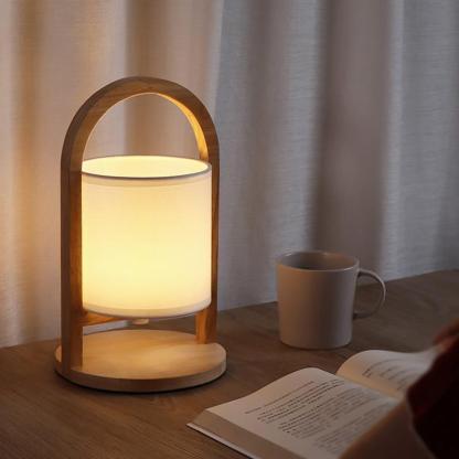 Battery-Operated Wood Portable Accent Lamp
