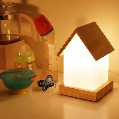 LED Wooden Small House Kids and Baby Lamp-Lighom