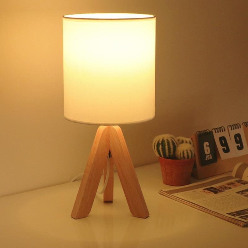 15" Wood Modern Tripod Table Lamp