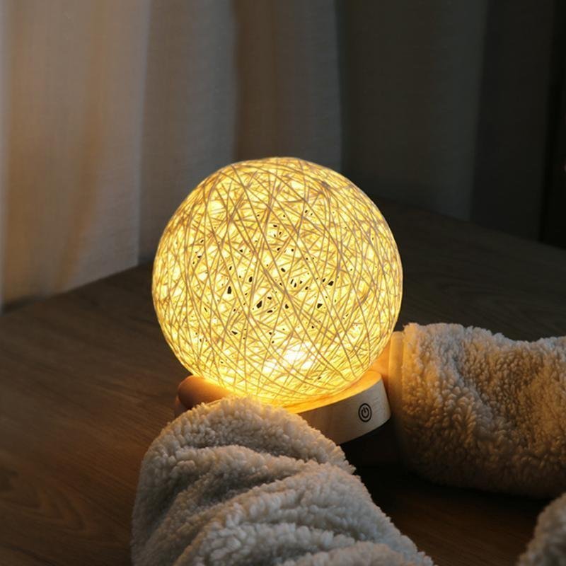 6" LED Natural Rattan Wicker Shade Lamp