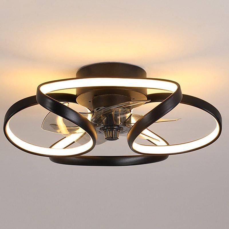 Flower LED Modern Flush Mount Ceiling Fan Lights with Remote Control-Lighom