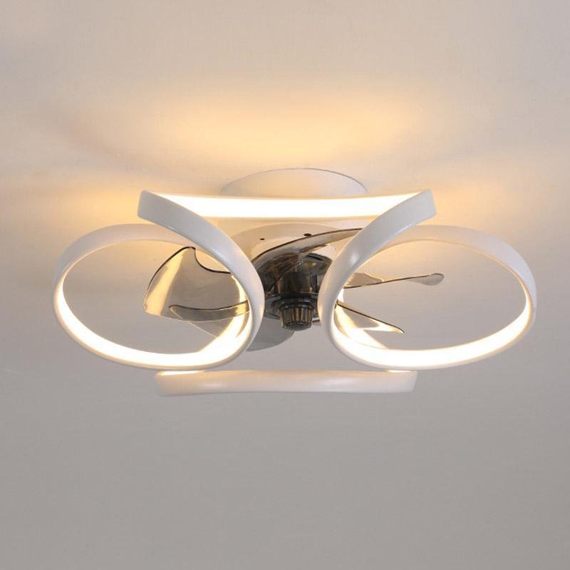 Flower LED Modern Flush Mount Ceiling Fan Lights with Remote Control-Lighom