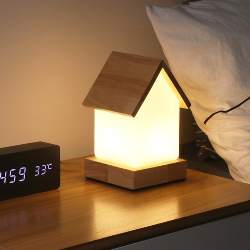 LED Wooden Small House Kids and Baby Lamp-Lighom