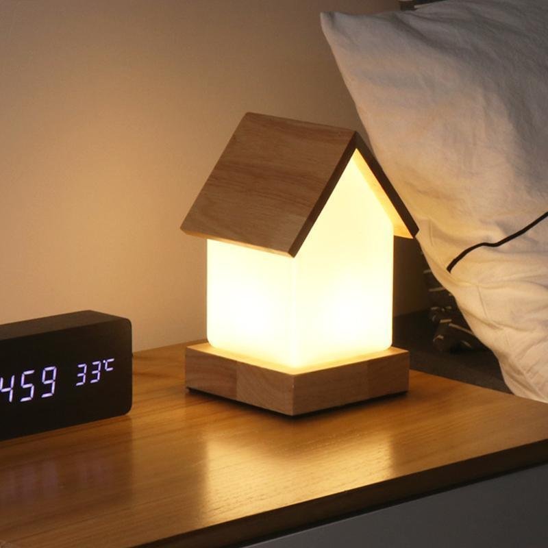 LED Wooden Small House Kids and Baby Lamp-Lighom