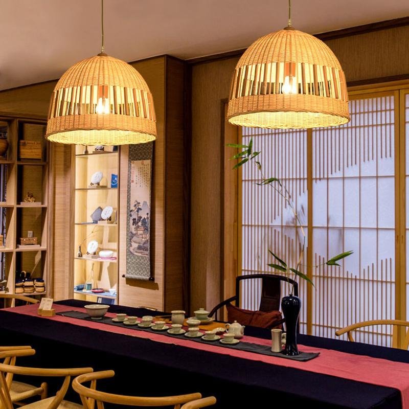 Bamboo Dome Pendant with See-Through Middle