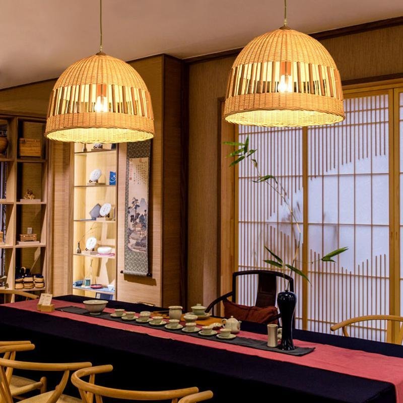 Bamboo Dome Pendant with See-Through Middle