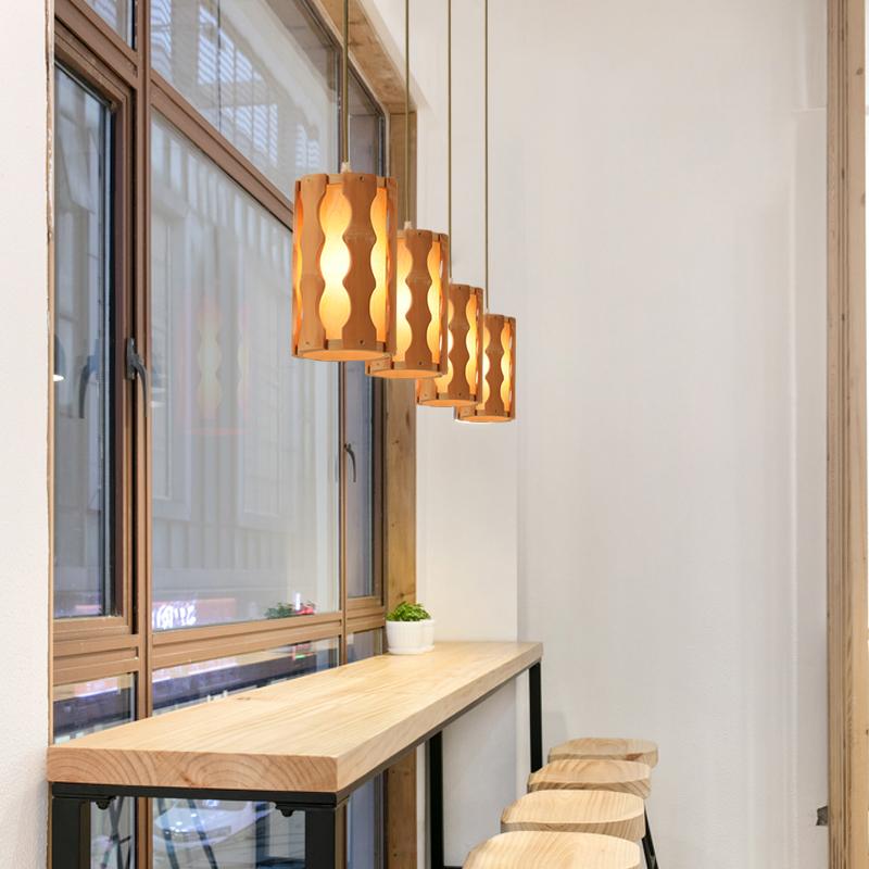 Squiggly gap bamboo wood pendant lighting for patio