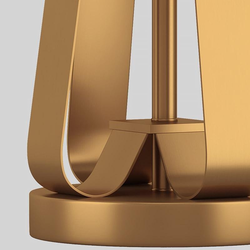 22" Golden Faux Silk Brass Geometric Lamp
