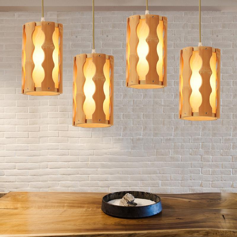 Well Constructed Bamboo Rustic Pendant Lighting With Squiggly Light Gaps-Lighom