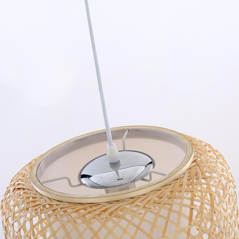 Modern Cylindrical Bamboo Hallway Entryway Pendant Light