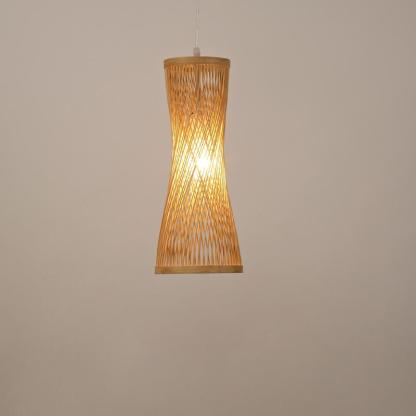 Cage-shaped Rustic Pendant Lighting Natural Bamboo Pendant Lighting Hanging-Lighom