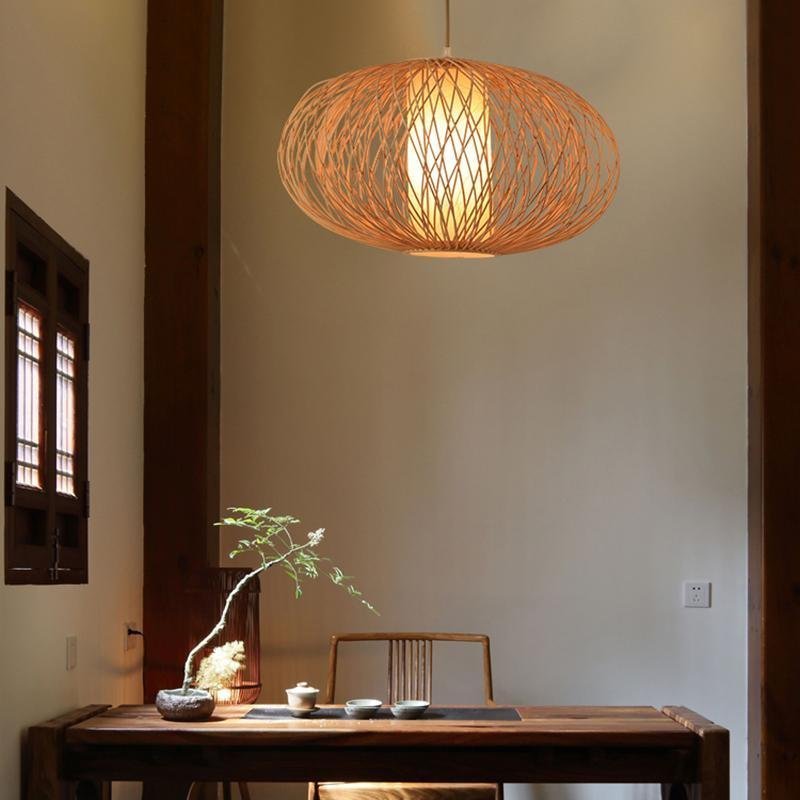 Candyfloss Oval Bamboo Woven Ceiling Pendant Light