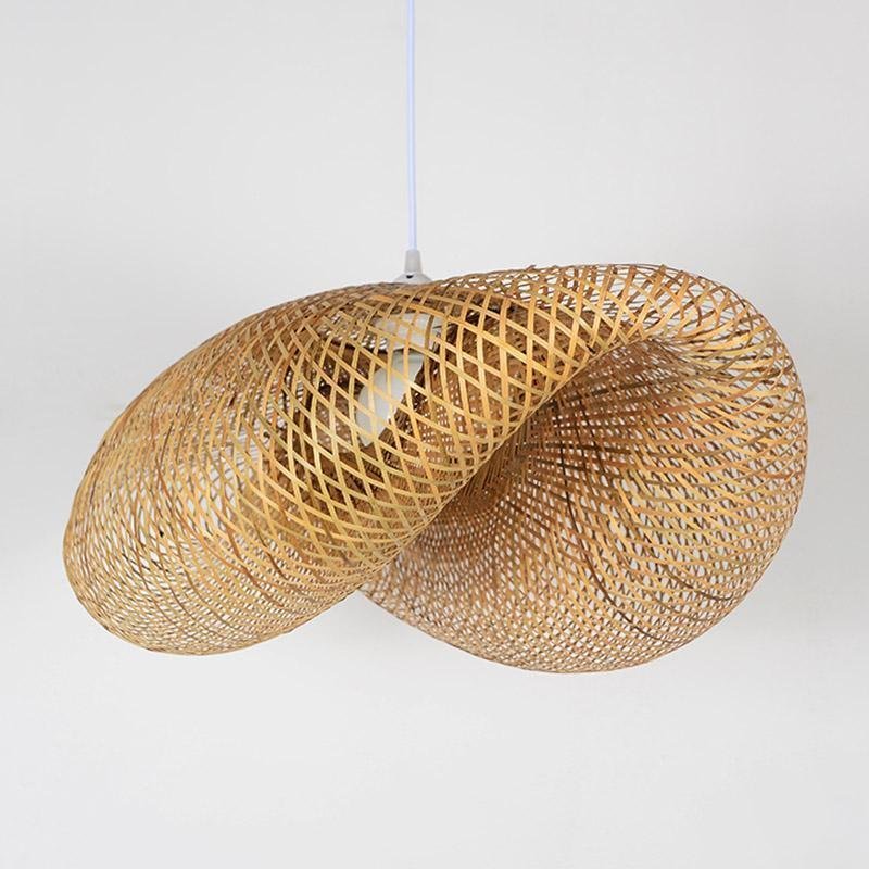 24" Modern Farmhouse Curved Bamboo Pendant