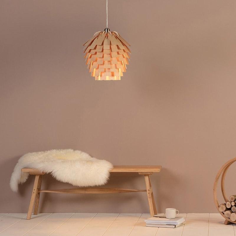 16" Artistic Artichoke Wood Rustic Pendant Light