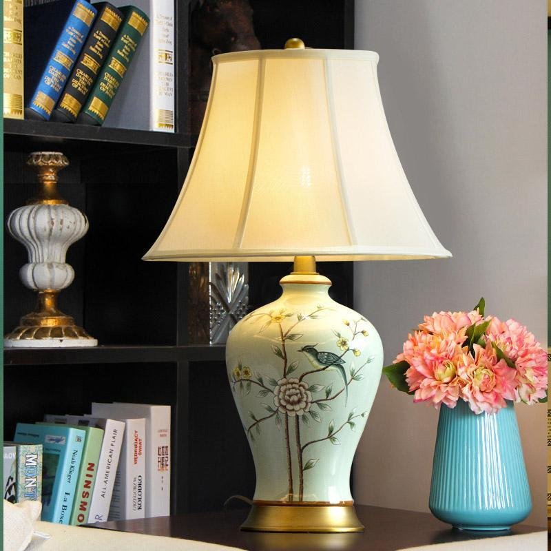23 inch Oriental Vivid Branches and Birds Porcelain Table Lamp-Lighom
