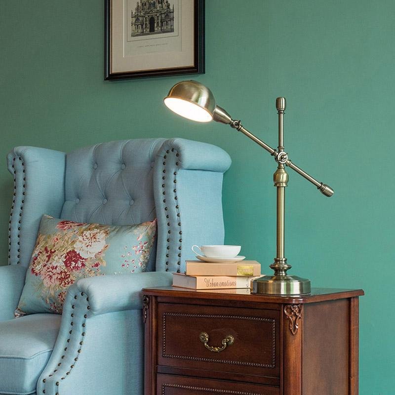 Vintage Metallic Dome Adjustable Desk Lamp with Flexible Arm for Study and Office-Lighom